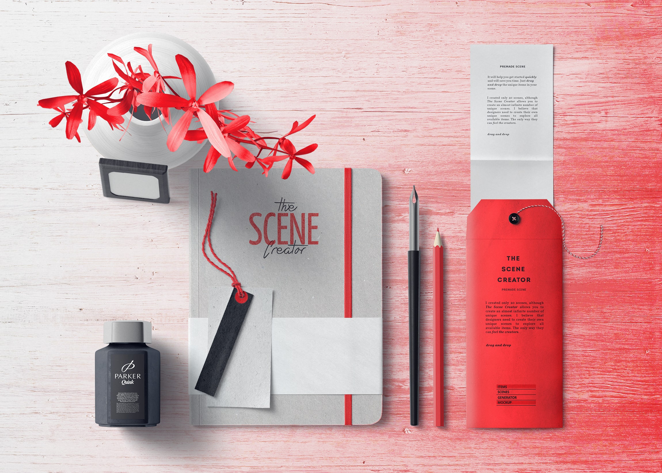 Mockup notepad with bookmark and folder top Mockup Notepad With Bookmark And Folder Top