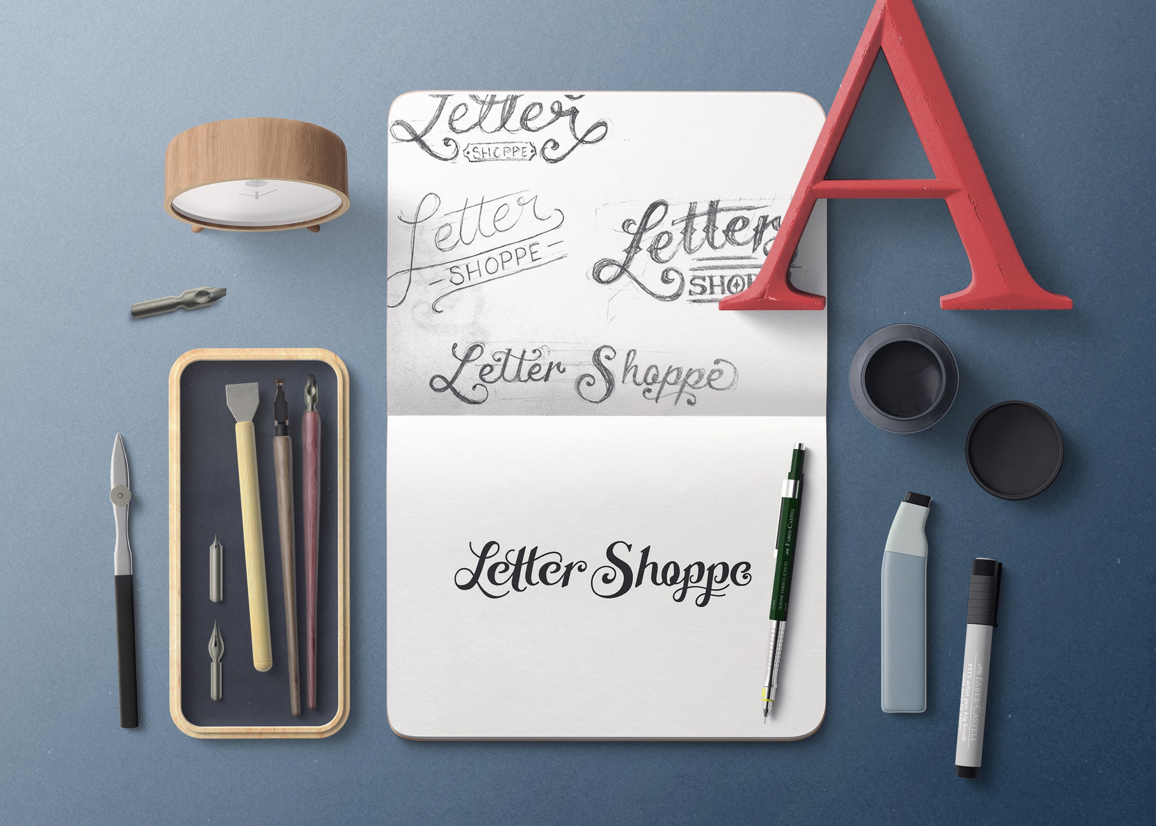 Mockup open notebook for lettering top Mockup Open Notebook For Lettering Top