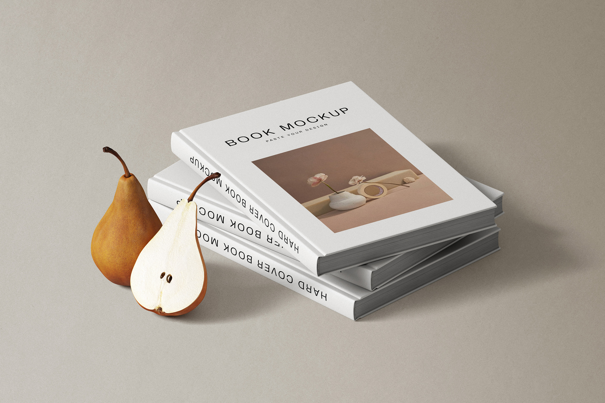 Mockup book with pears isometric Mockup Book With Pears Isometric