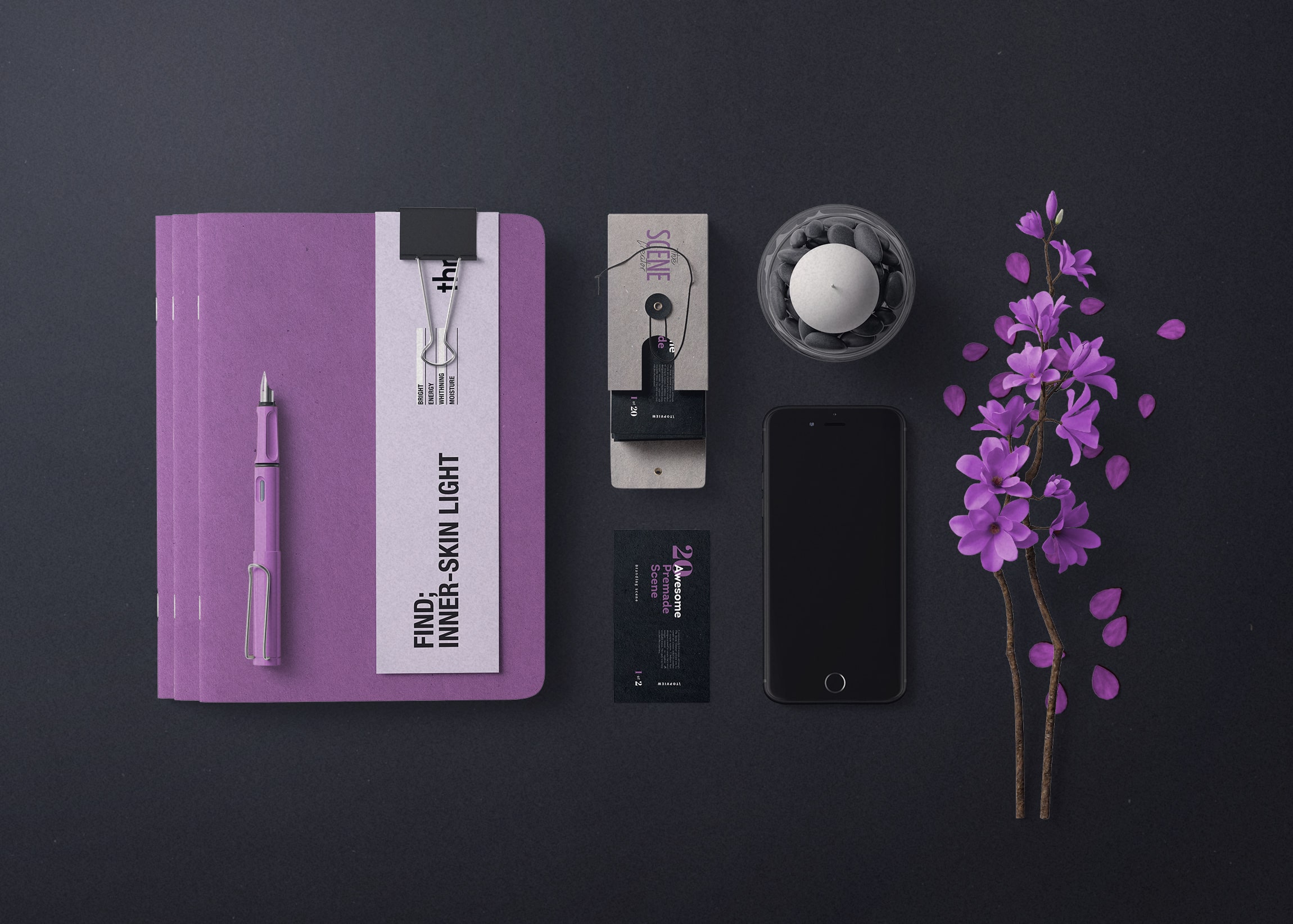 Mockup bookmark notepad stationery top Mockup Bookmark Notepad Stationery Top