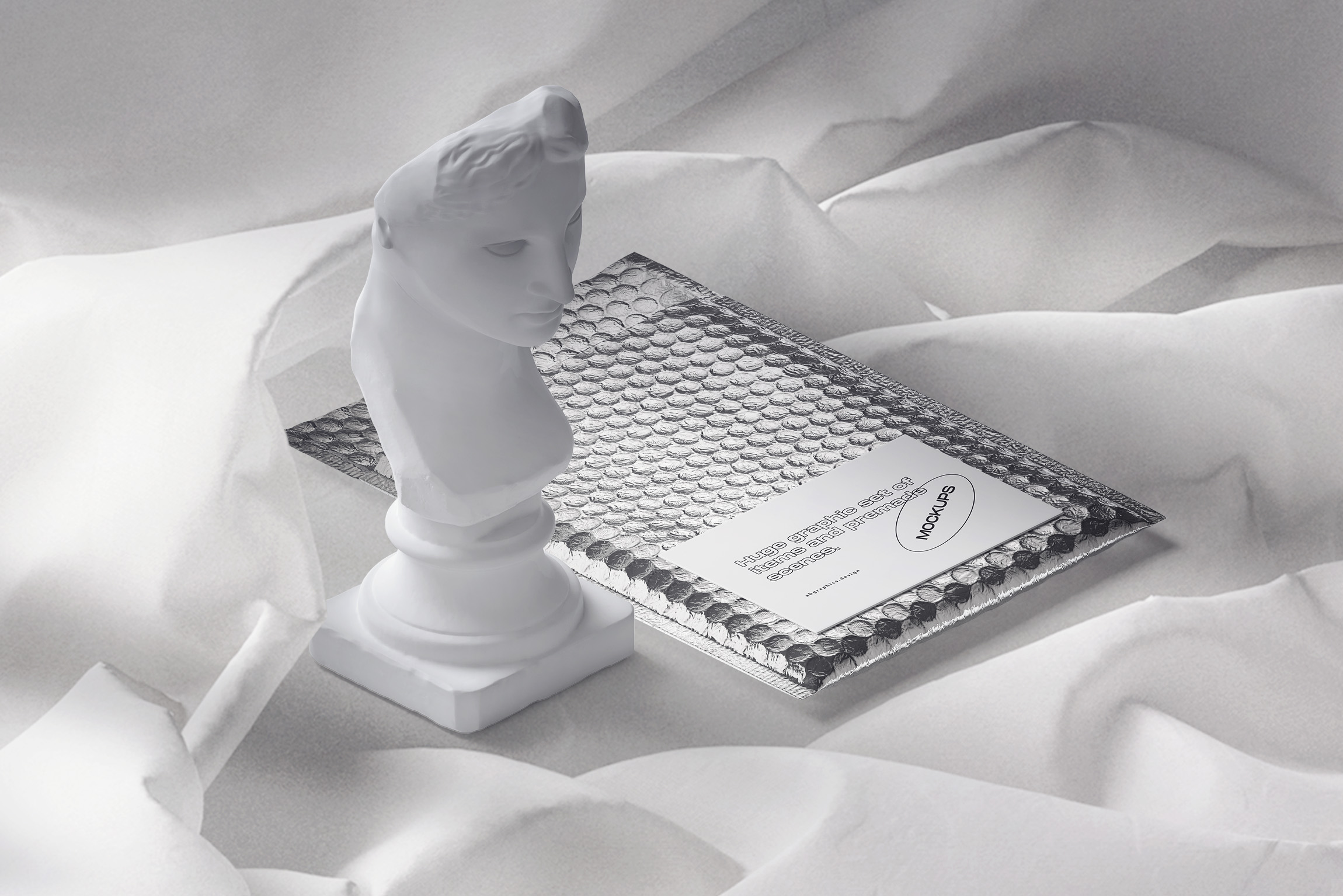 Mockup bubble wrap package and aphrodite isometric Mockup Bubble Wrap Package And Aphrodite Isometric