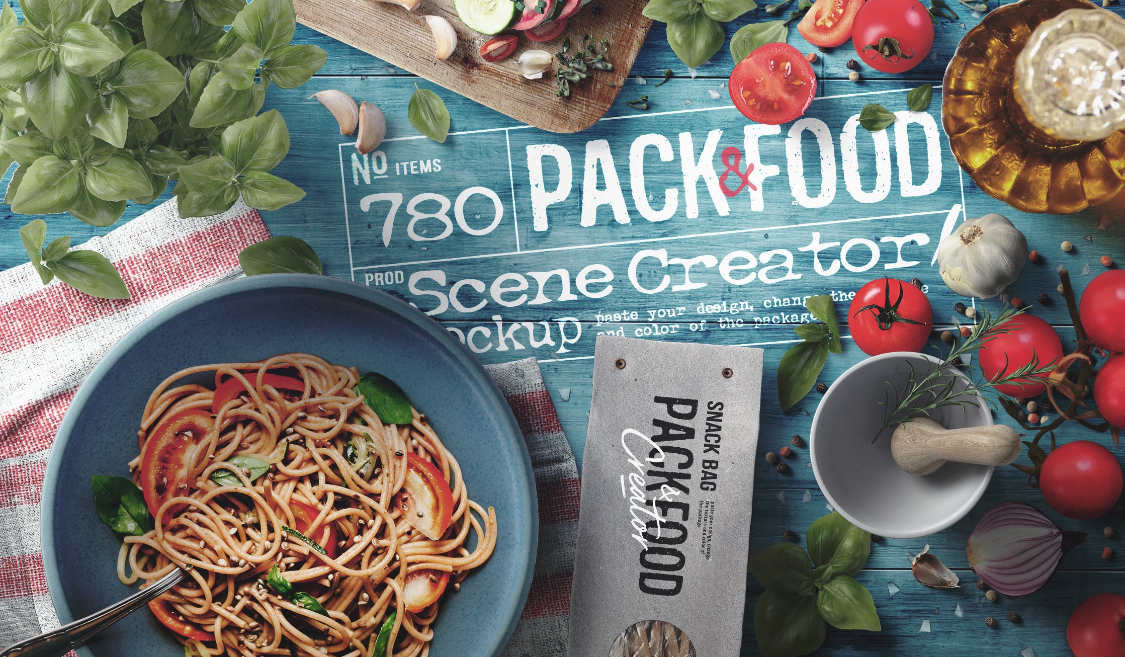 Mockup hero header scece with pasta top Mockup Hero Header Scece With Pasta Top