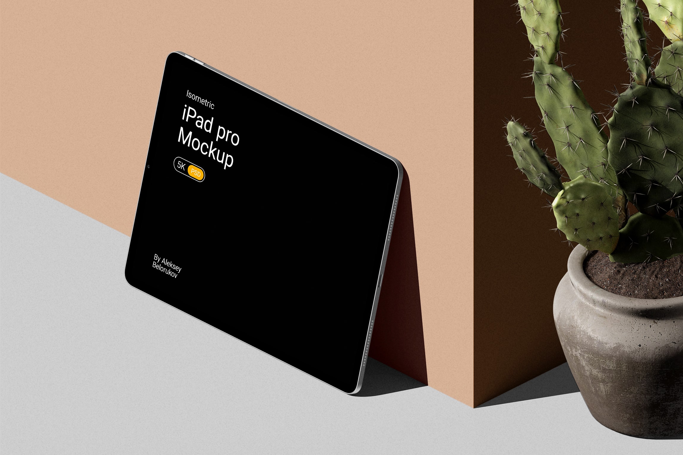 Mockup ipad pro with cactus v2 isometric Mockup Ipad Pro With Cactus V2 Isometric