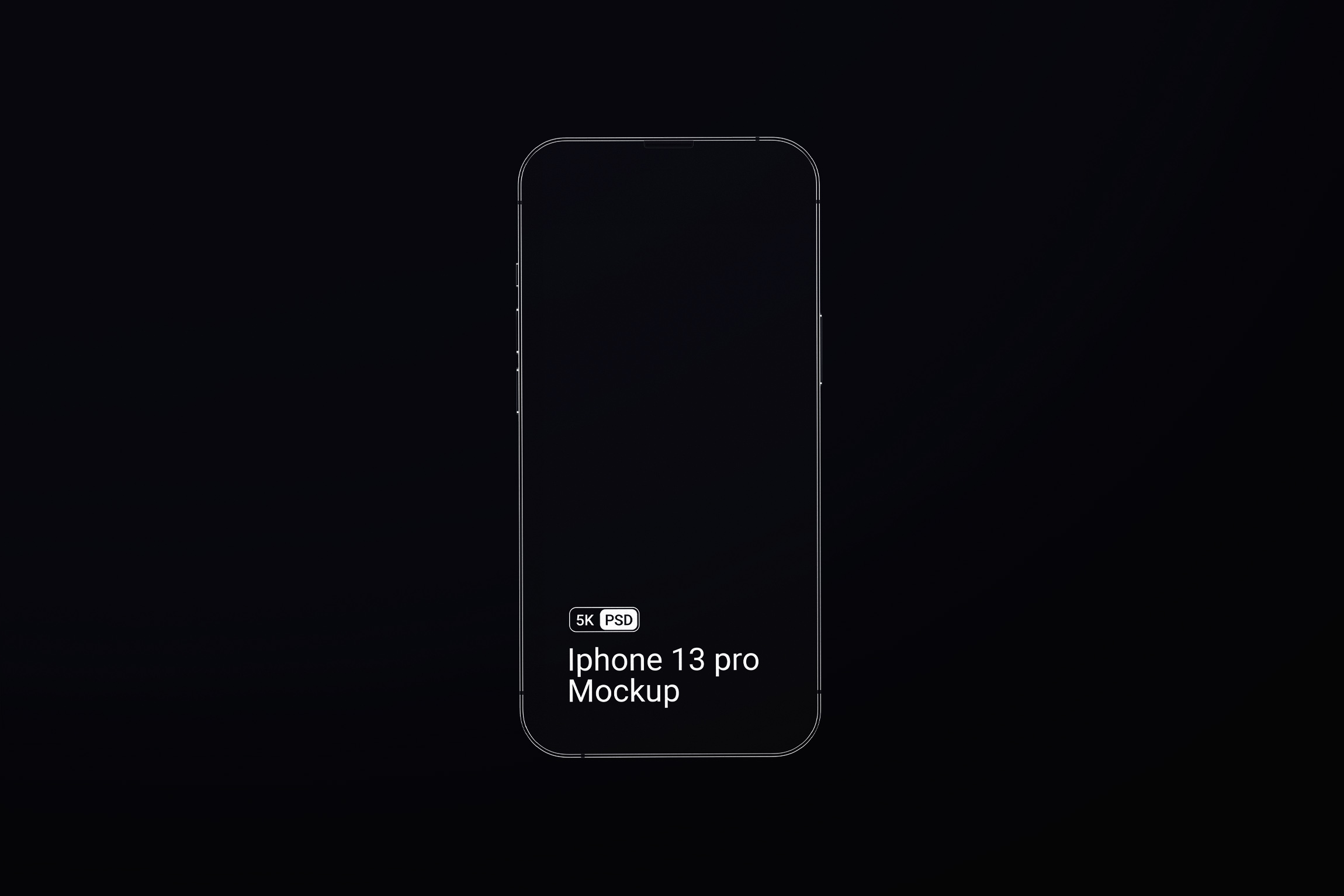 Mockup iphone 13 pro on black background front view Mockup Iphone 13 Pro On Black Background Front View