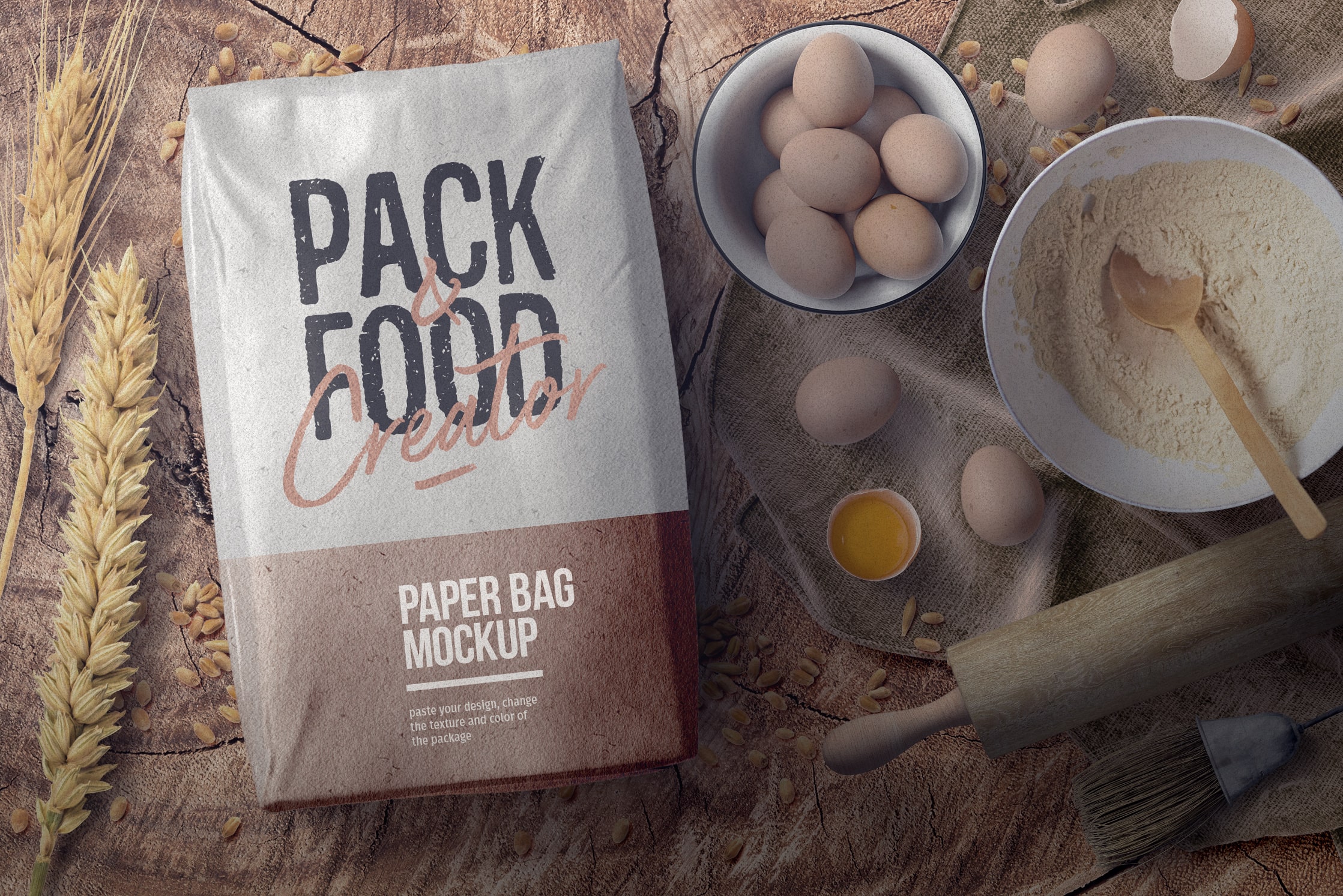 Mockup paper bag making dough top Mockup Paper Bag Making Dough Top