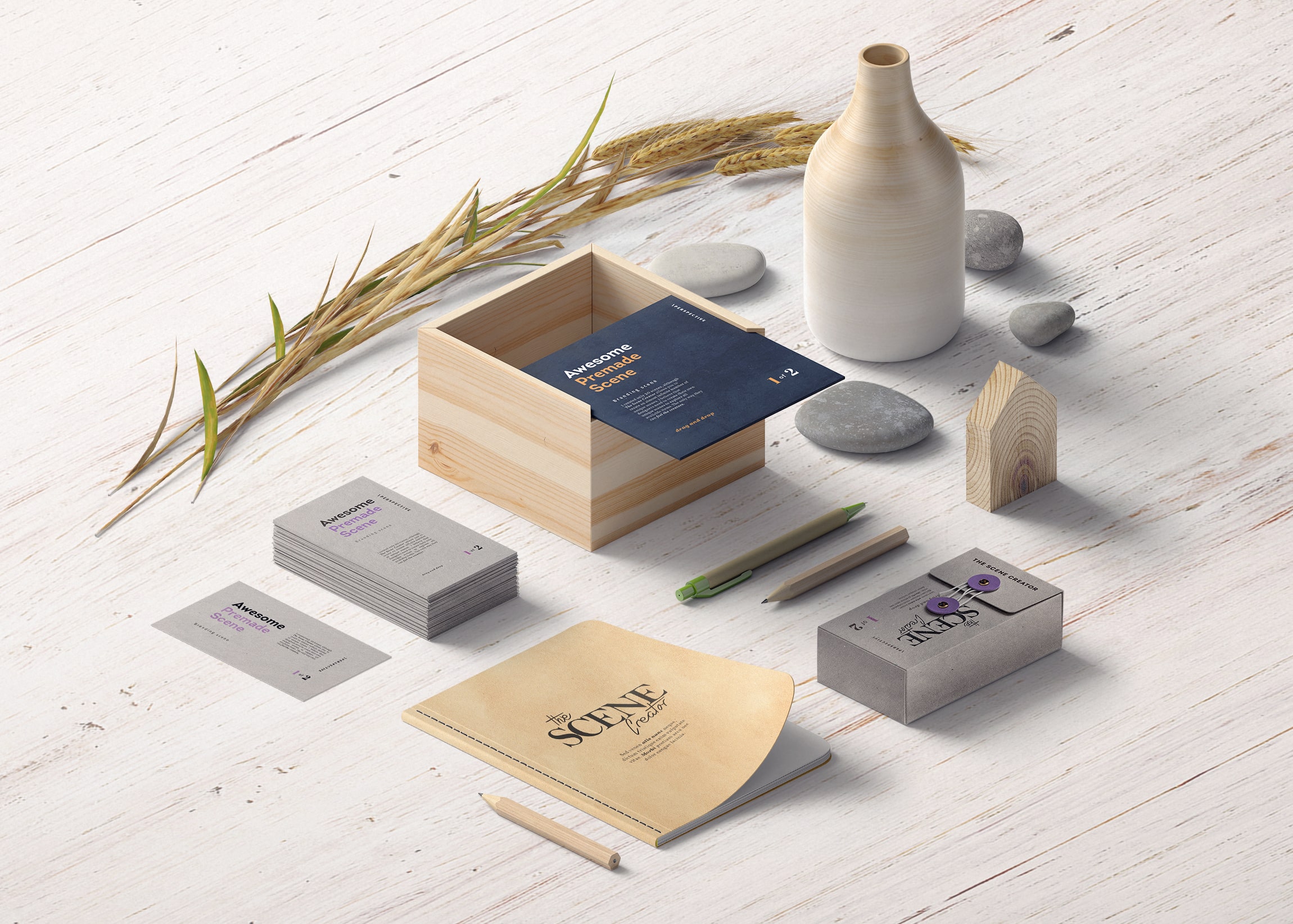 Mockup scene set for branding isometric Mockup Scene Set For Branding Isometric