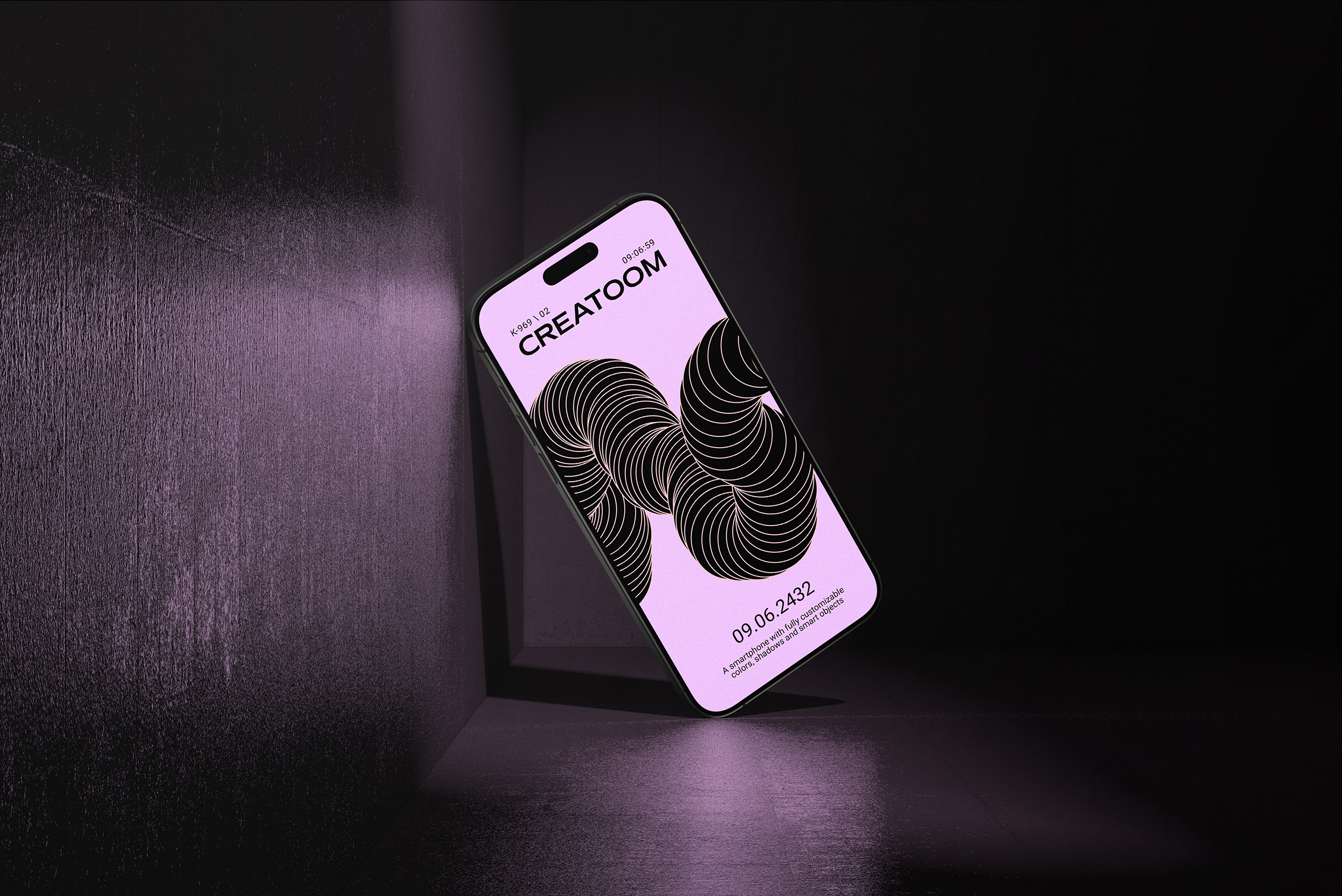 Mockup phone 15 pro on concrete background front view Mockup Phone 15 Pro On Concrete Background Front View